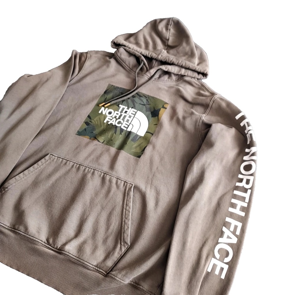 North Face Half Dome Hoodie Men's Medium Brown Spell out Hit Pullover Sweatshirt